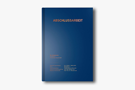 Abschlussarbeit Hardcover blauer Umschlag mit Kupfer-Sleeking