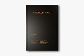 Abschlussarbeit Hardcover schwarzer Umschlag mit Kupfer-Sleeking