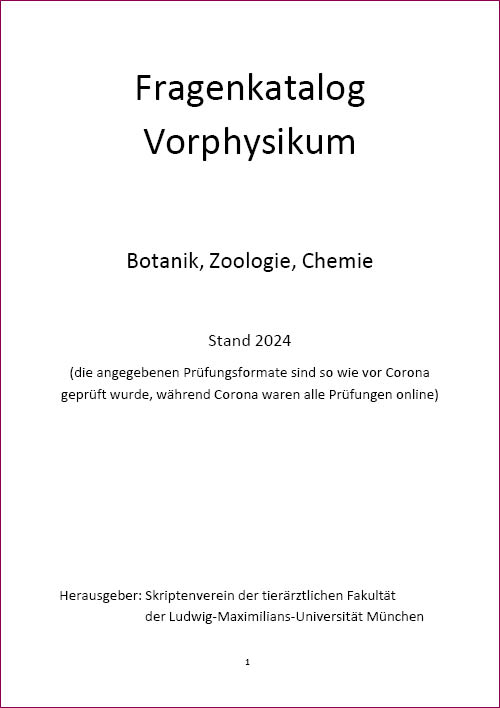 Einzelskripte Fragenkatalog Vorphysikum